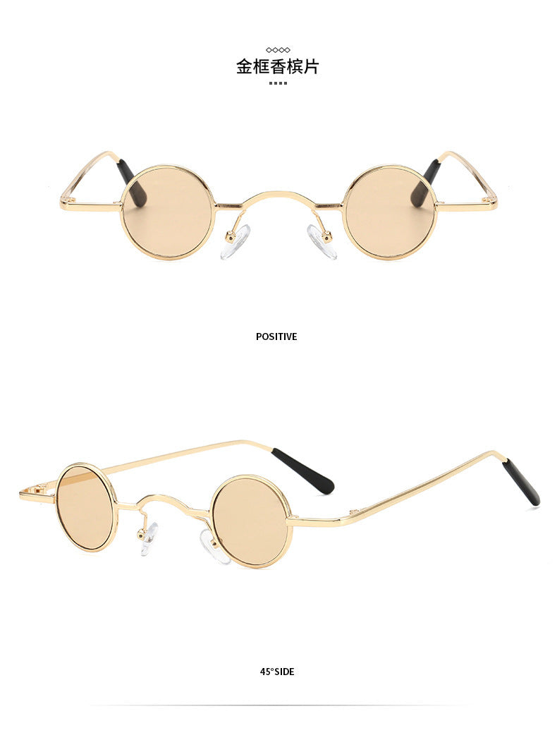 Hip Hop Super Small Round Frame Retro Sunglasses For Men