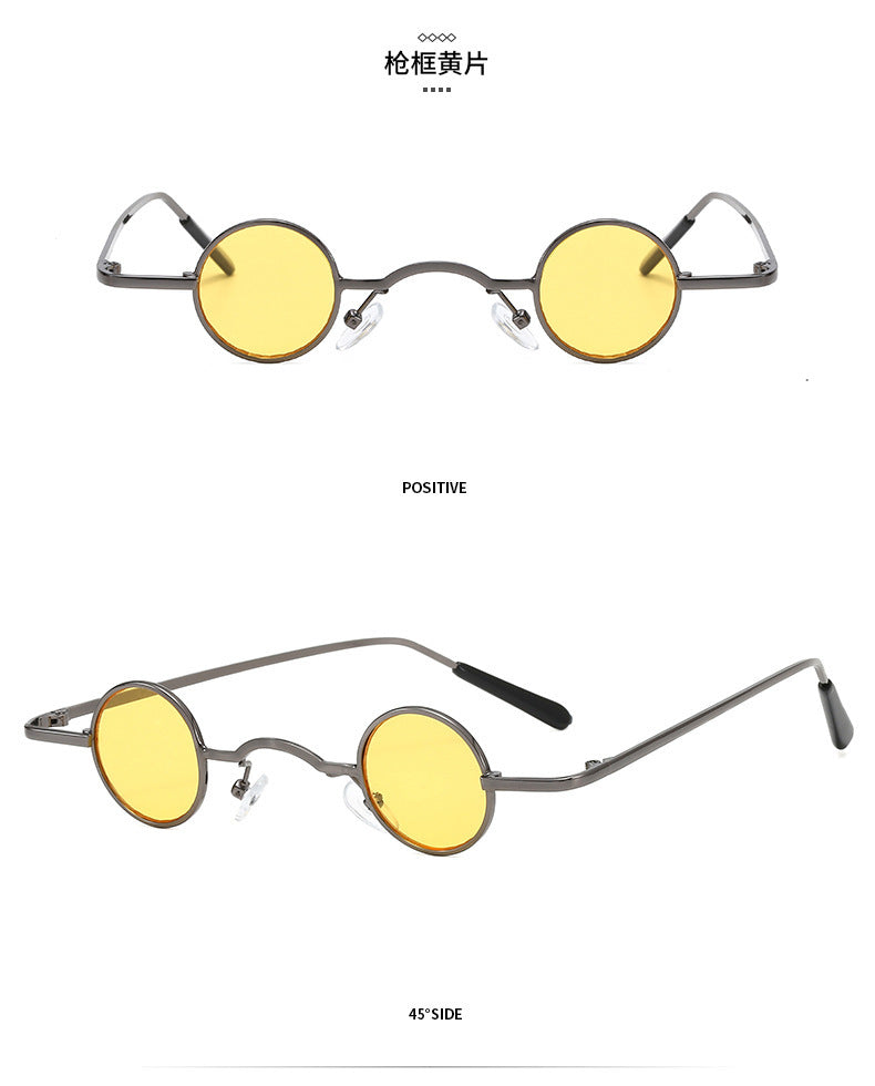 Hip Hop Super Small Round Frame Retro Sunglasses For Men