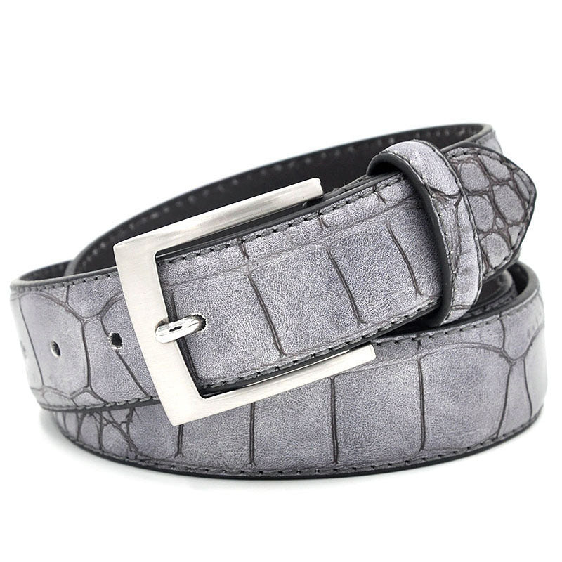 Men's Fashion Waist Belt Faux Pattern With Split Leather