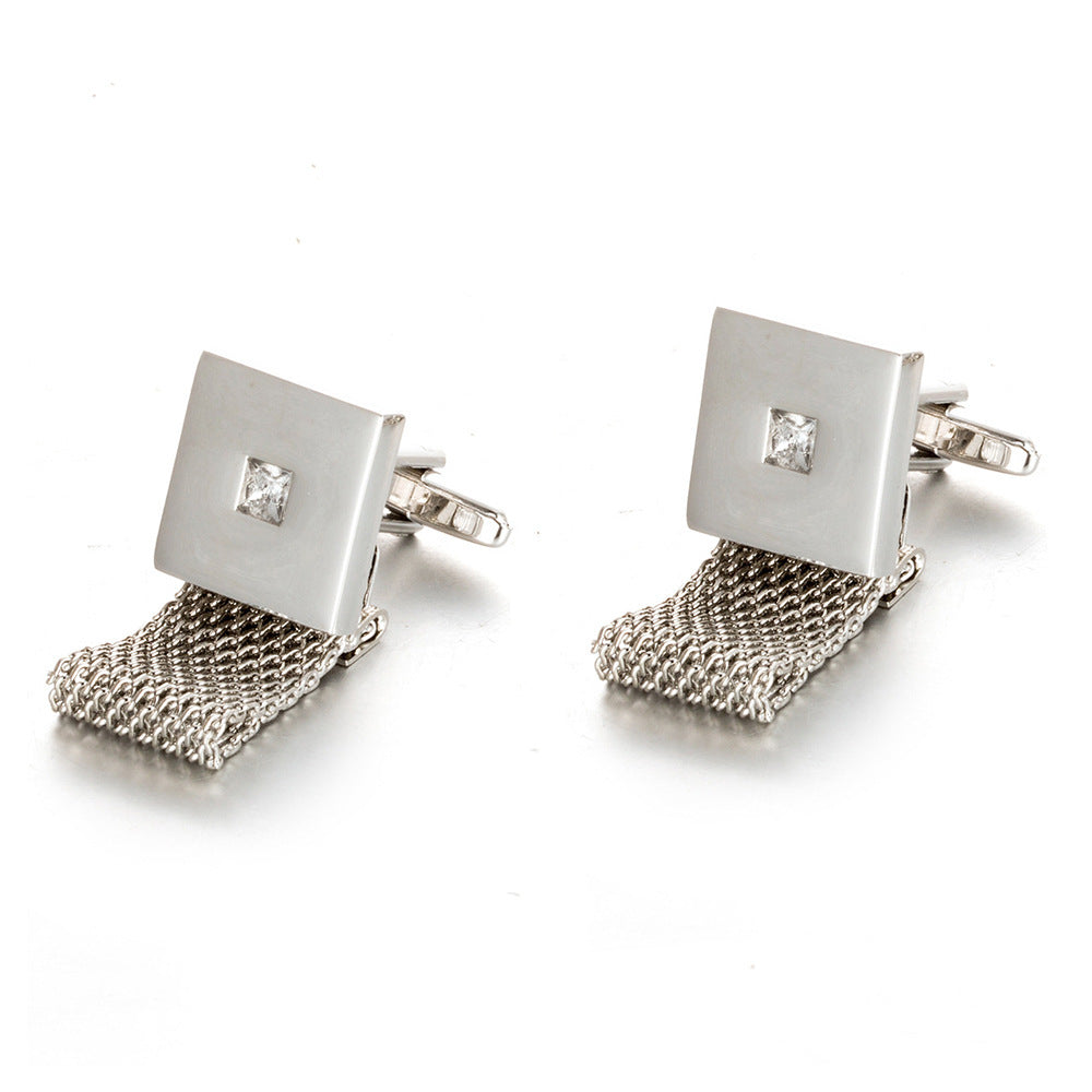 Shirt Cufflinks Chain Square White Crystal Business Cufflinks
