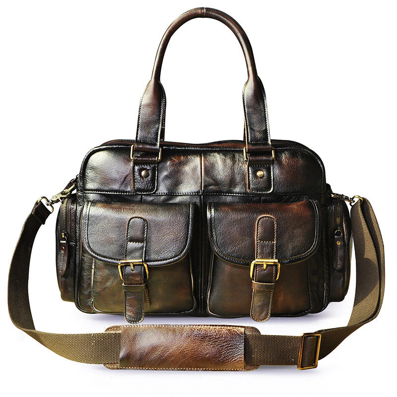 Leather Fashion Business Briefcase Messenger Bag For Men