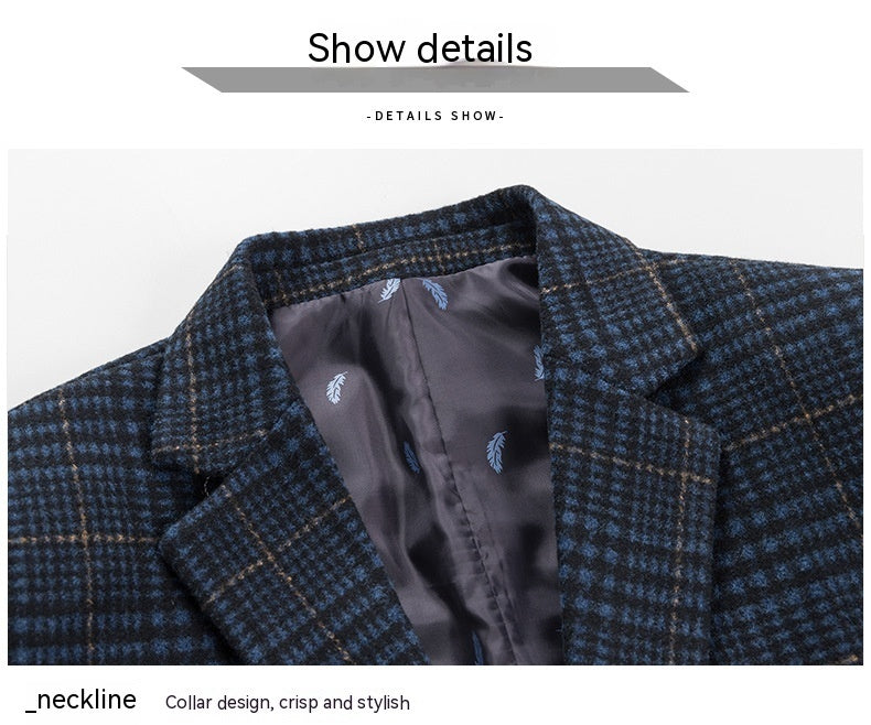 Spring Summer Slim-fit Casual Plaid Men's Suit