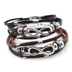 Retro Cowhide Casual Wear Leather Bracelet Figure 8 For Men