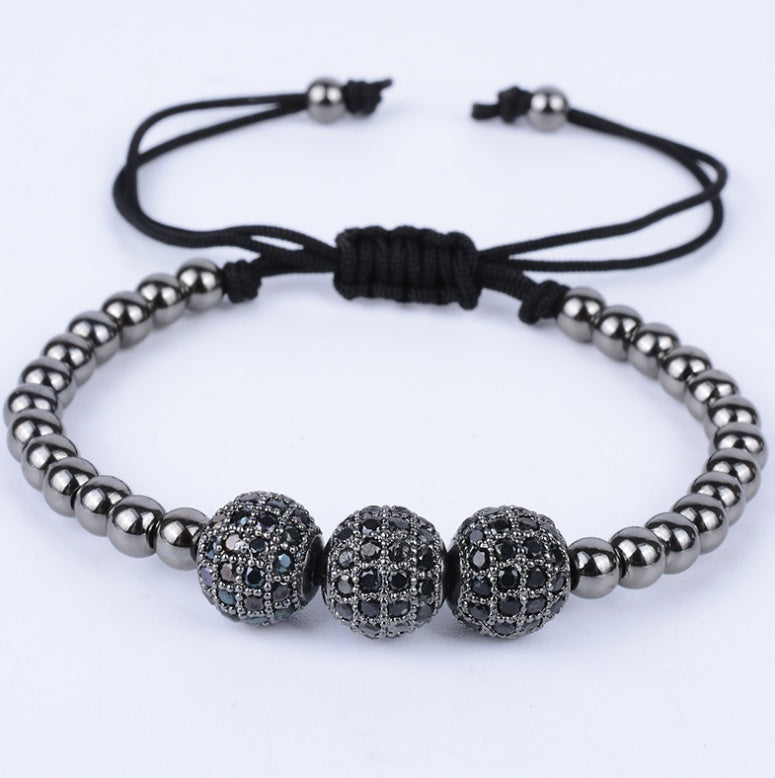 Ball Beads Braiding Macrame Bracelet For Men's Jewelry