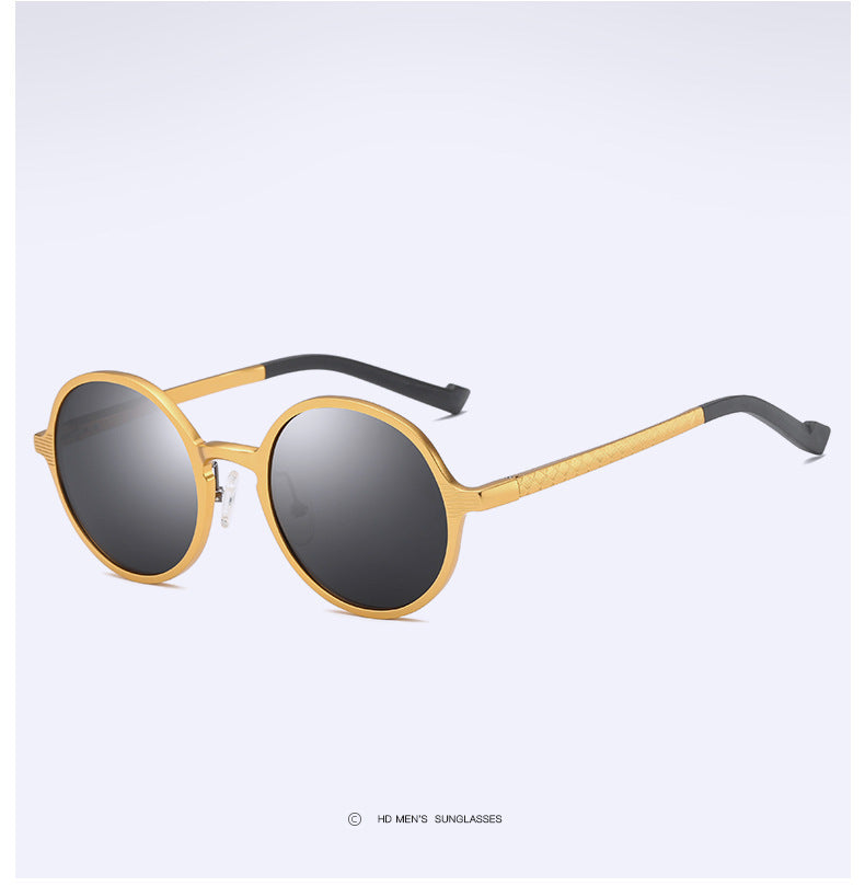 Vintage Style Aluminum Magnesium Sunglasses Full Round Frame For Men