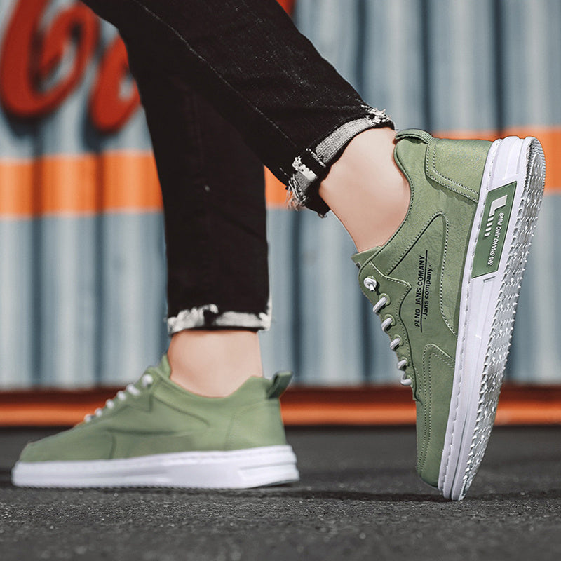 Men’s Lace-Up Canvas Sneakers – Letter Print Platform Shoes