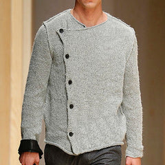 European And American Style Oblique Placket Thick Needle Sweater