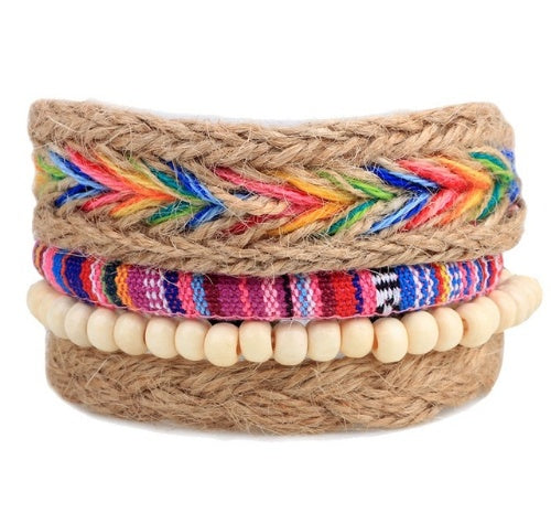 Leather Multilayer Bead Bracelet Punk Wrap Vintage Punk Bracelet For Men