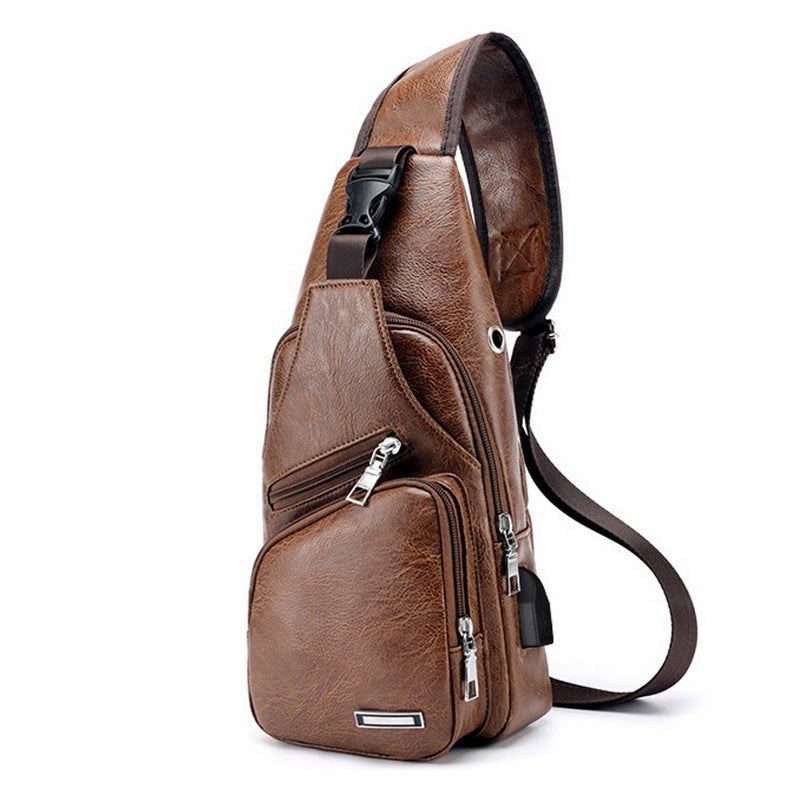 Men's USB Charging Bag Men Chest Bag Shoulder Bag Travel Bag