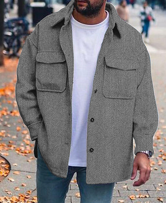 Men's Coat Polo Collar Top Casual Fashion