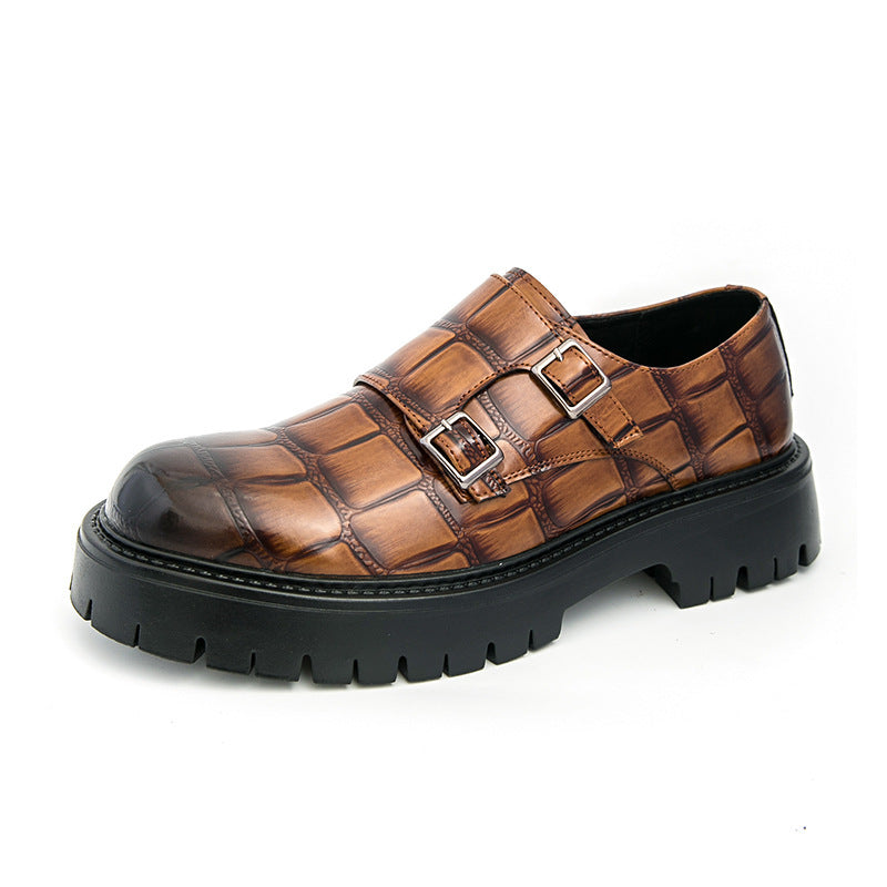 Men's Thick-Soled Horsebit Buckle Leather Loafers