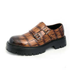 Men's Thick-Soled Horsebit Buckle Leather Loafers