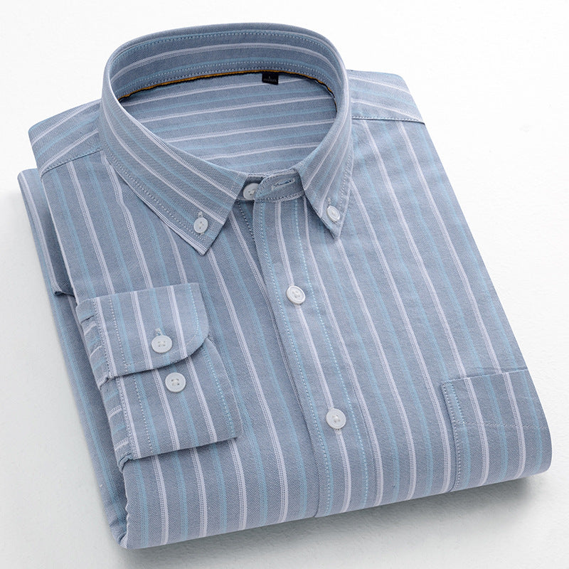 Striped Cotton Oxford Anti-wrinkle Business Casual Shirt For Men