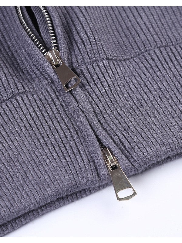 Zip Turtleneck Wool Coat For Men