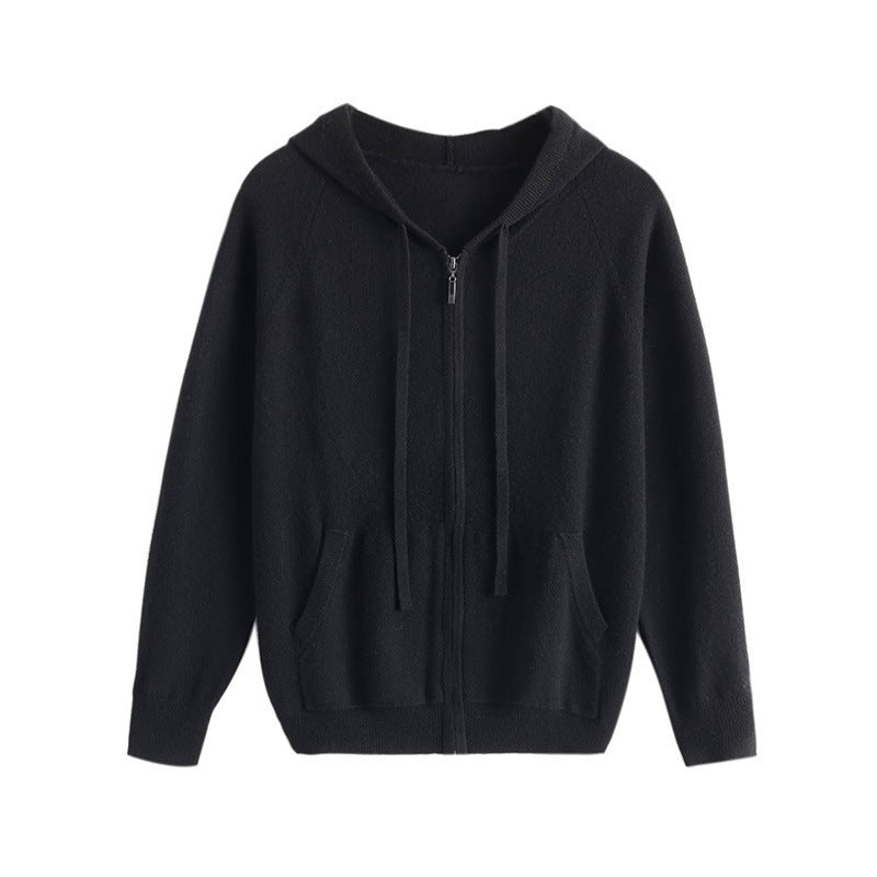 Hooded Casual Sweatshirt Knitted Cashmere Cardigan Zipper Men