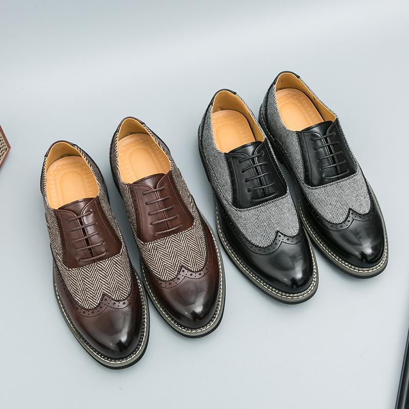 Men's Fashion Brogue Leather Shoes – Korean-Style Casual Formal Wear