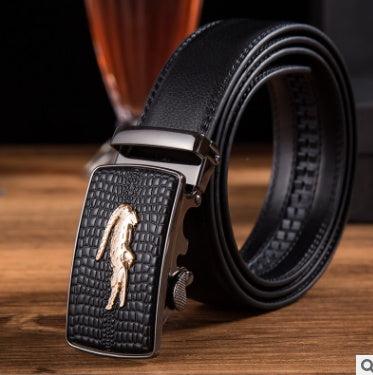 Men's Leather Business Belt With Buckle