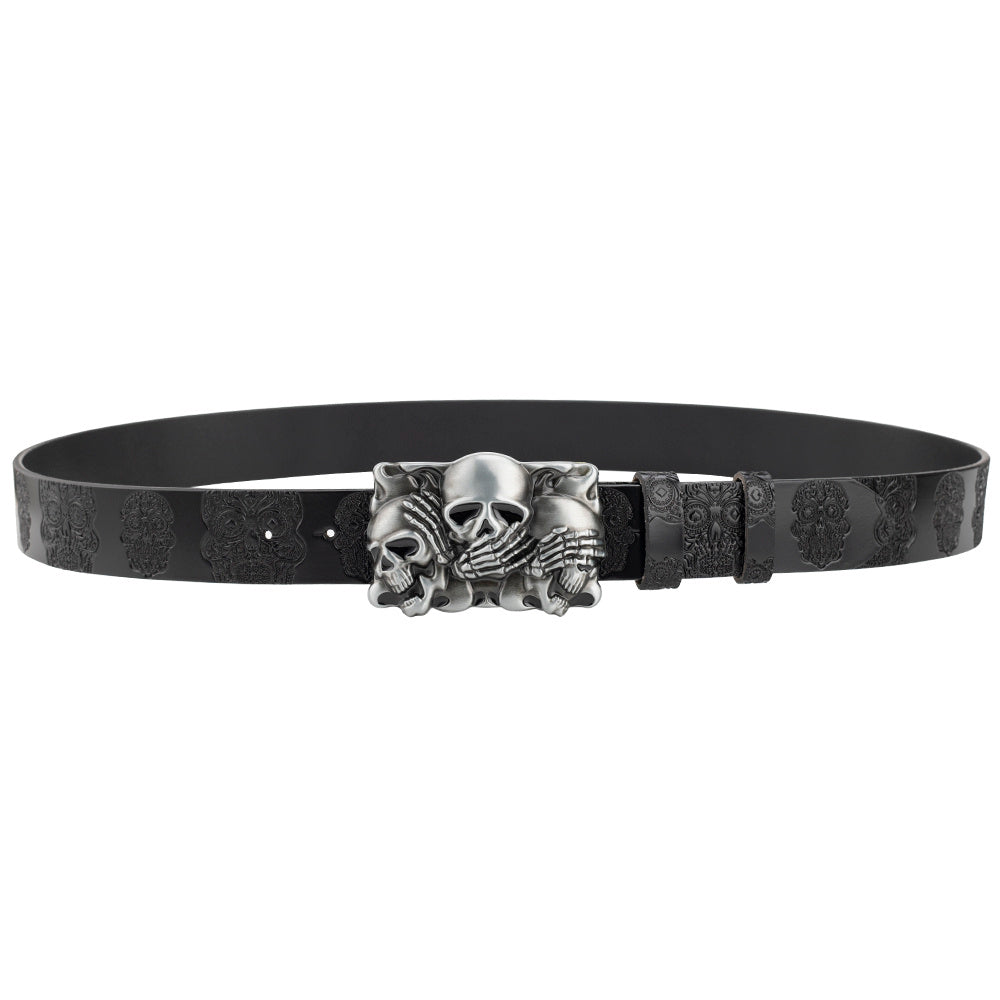 Skull Head Embossed With Two-Story Bull's Head Belt