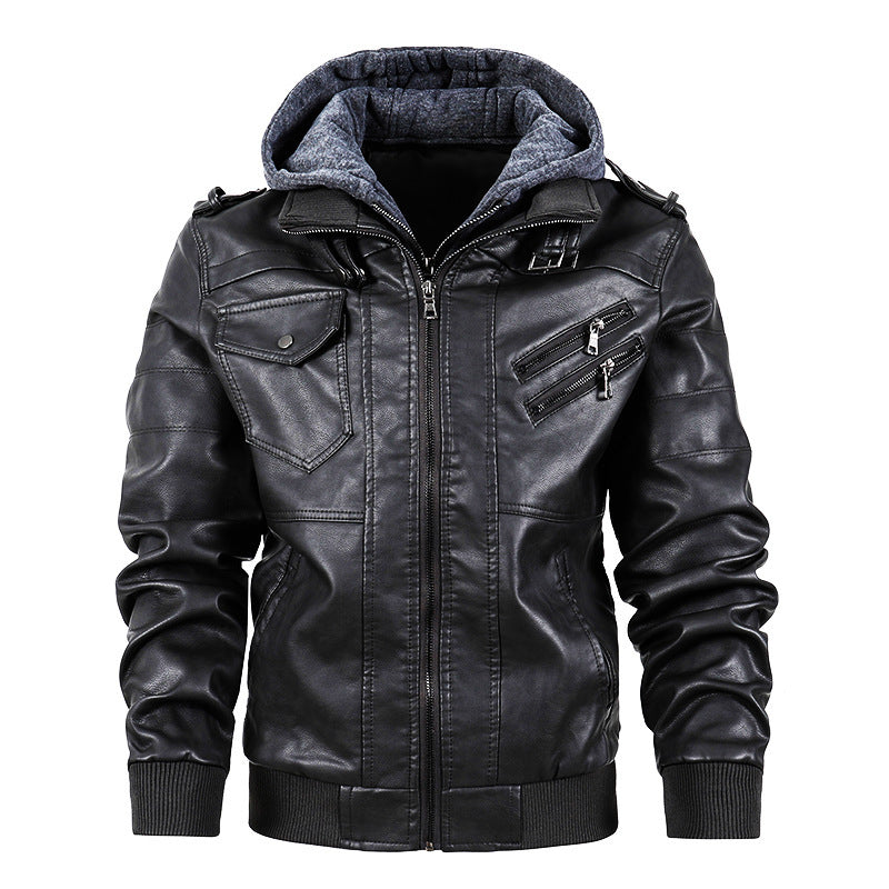 Motorcycle Leather Men's Jacket Stand Collar