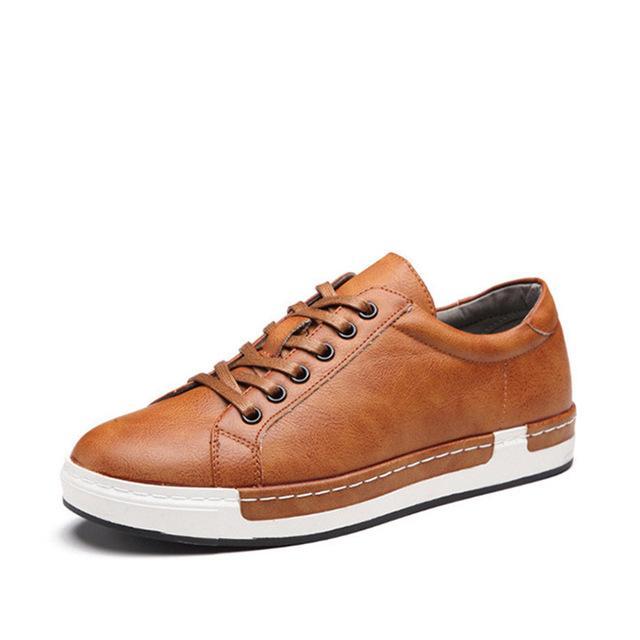 Men’s Handmade Low-Top Casual Sneakers – Comfortable Leather Style Everyday Shoes
