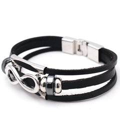 Retro Cowhide Casual Wear Leather Bracelet Figure 8 For Men
