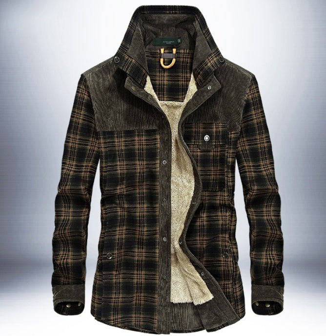 Men's Winter Thicken Warm Fleece Pure Cotton Plaid Jacket