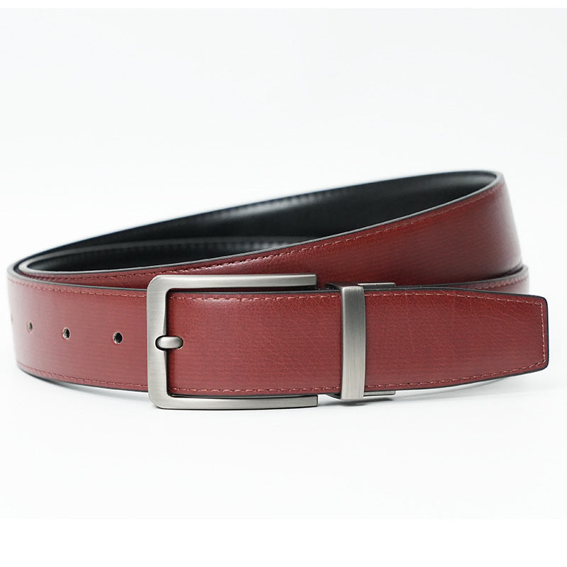 Men's Leather Rotating Pin Buckle Cowhide Belt