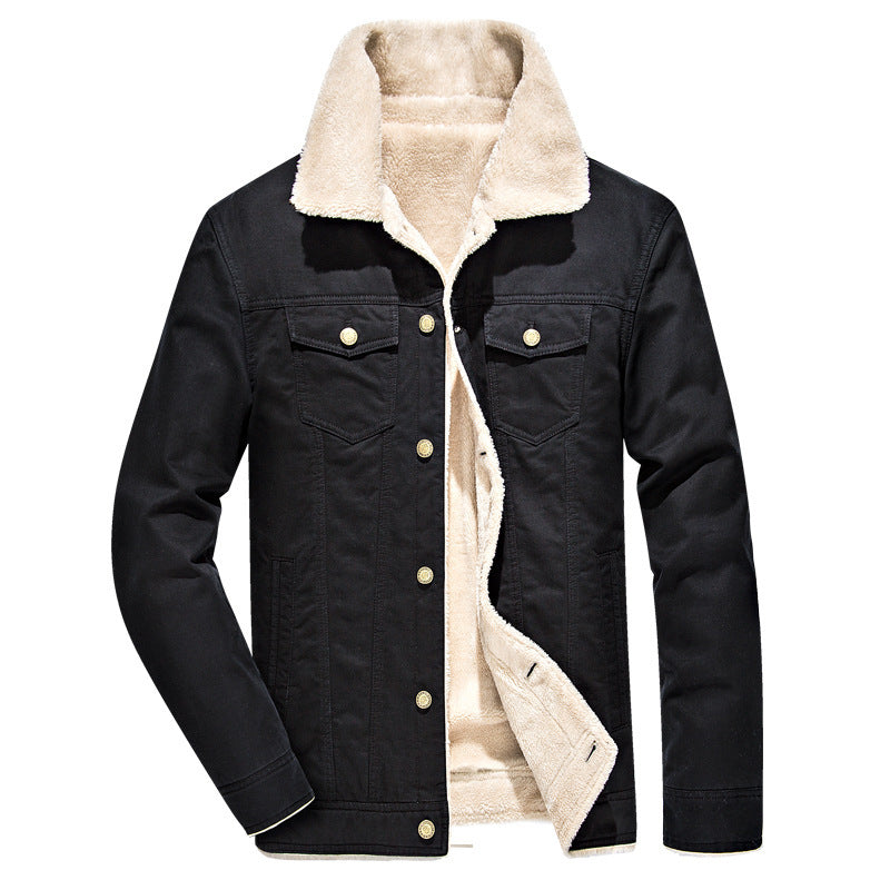Winter Plus Velvet Thick Denim Jacket For Men