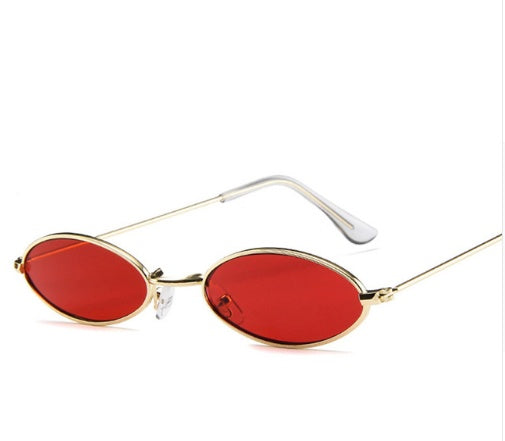 Anti Reflective Metal Elliptical Small Frame Ocean Sunglasses For Men