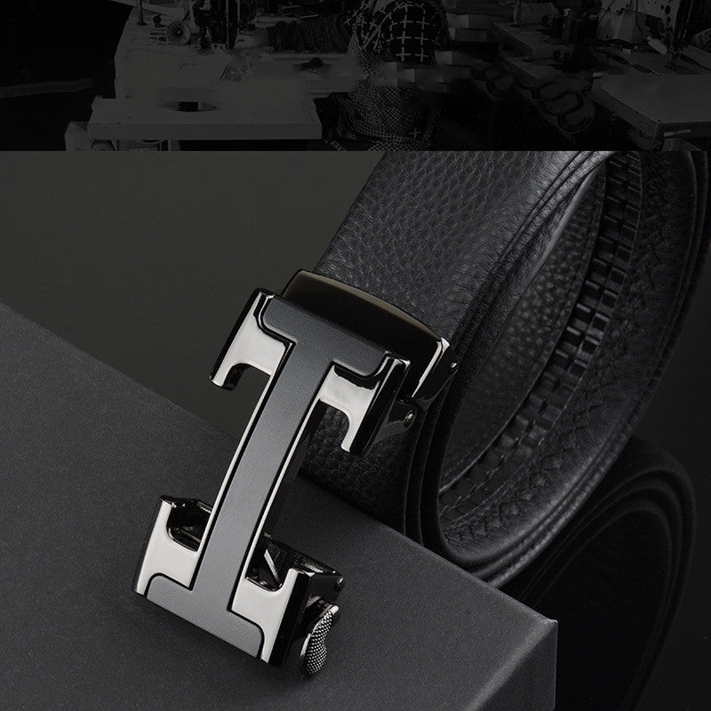 Automatic Buckle Leather Belt For Men