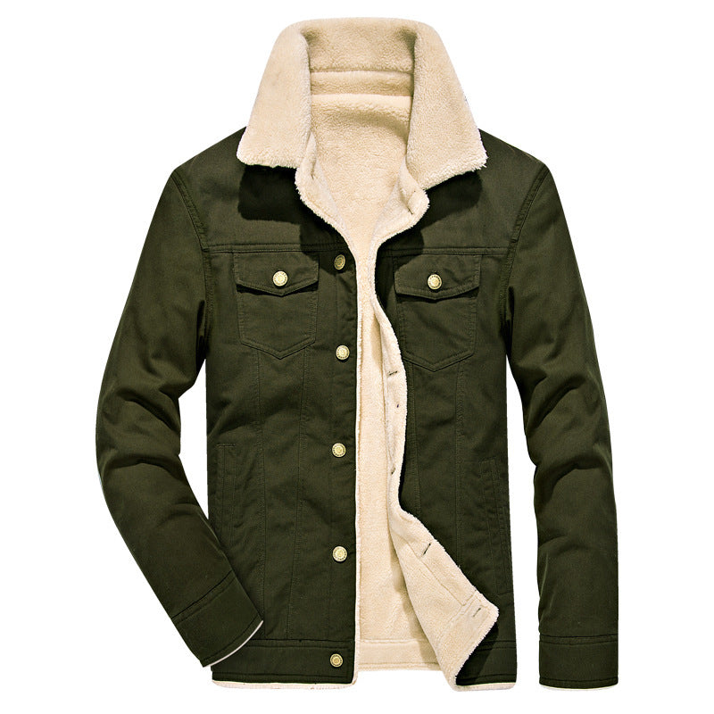 Winter Plus Velvet Thick Denim Jacket For Men