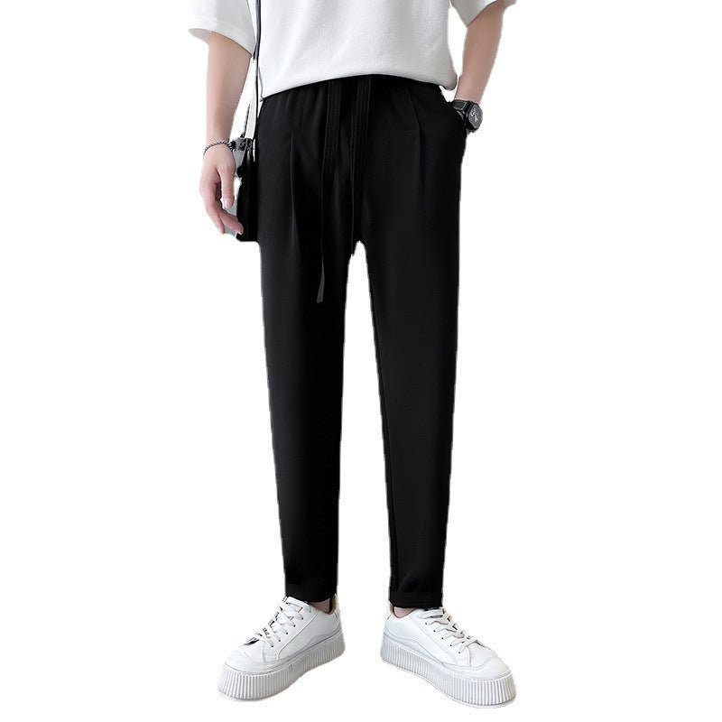 New Skinny Slimming Ice Silk Draped Casual Cropped Pants For Men