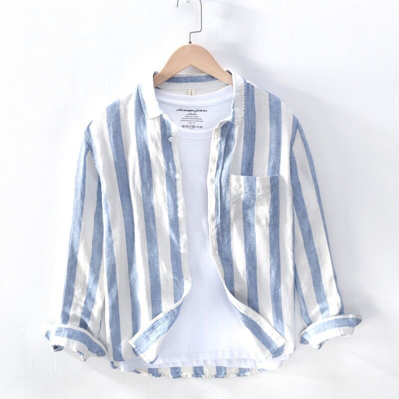 Spring And Summer Thin Youth Long Sleeve Men's Hong Kong Style Shirt