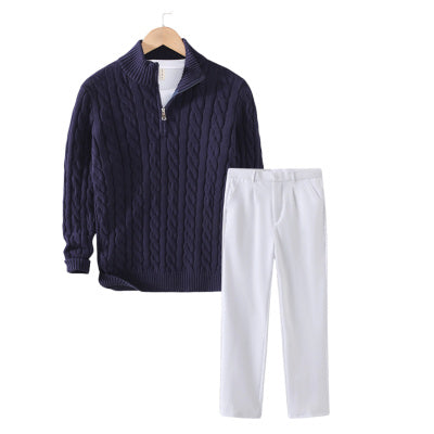 Men's Loose Zip Pullover Knitting Sweater Coat