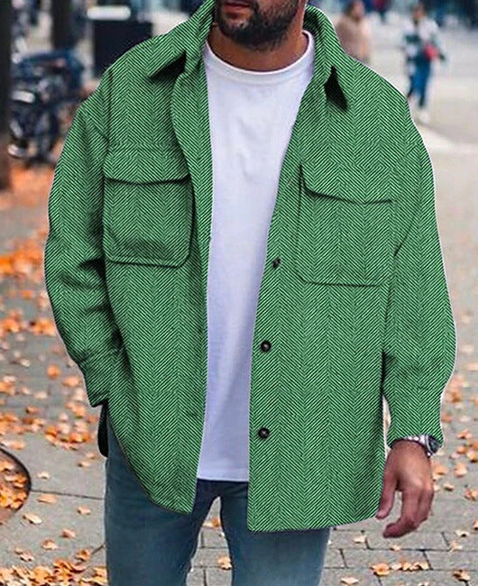 Men's Coat Polo Collar Top Casual Fashion