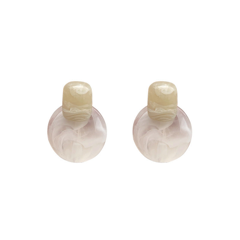 Premium brown resin round earrings