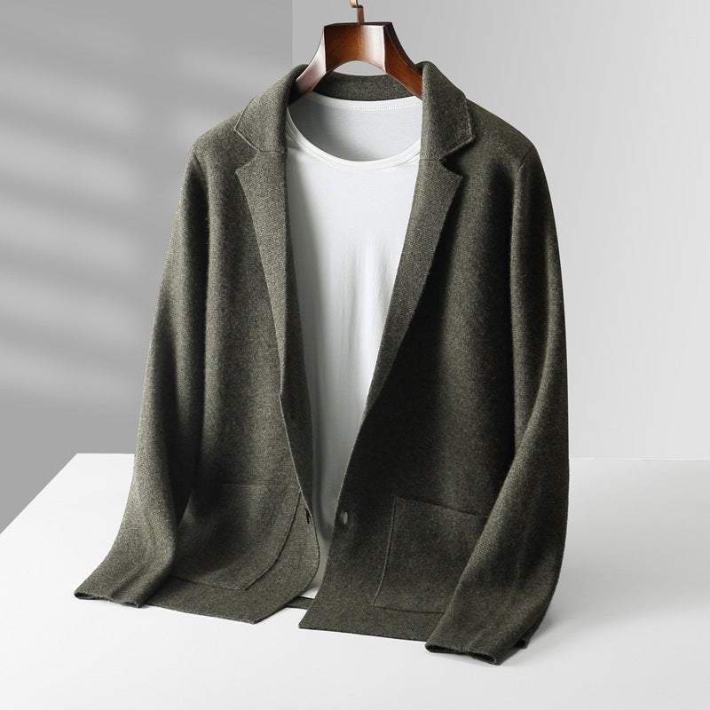 Fall Winter Men Cardigan Cashmere Sweater Business Casual Plush Knitted