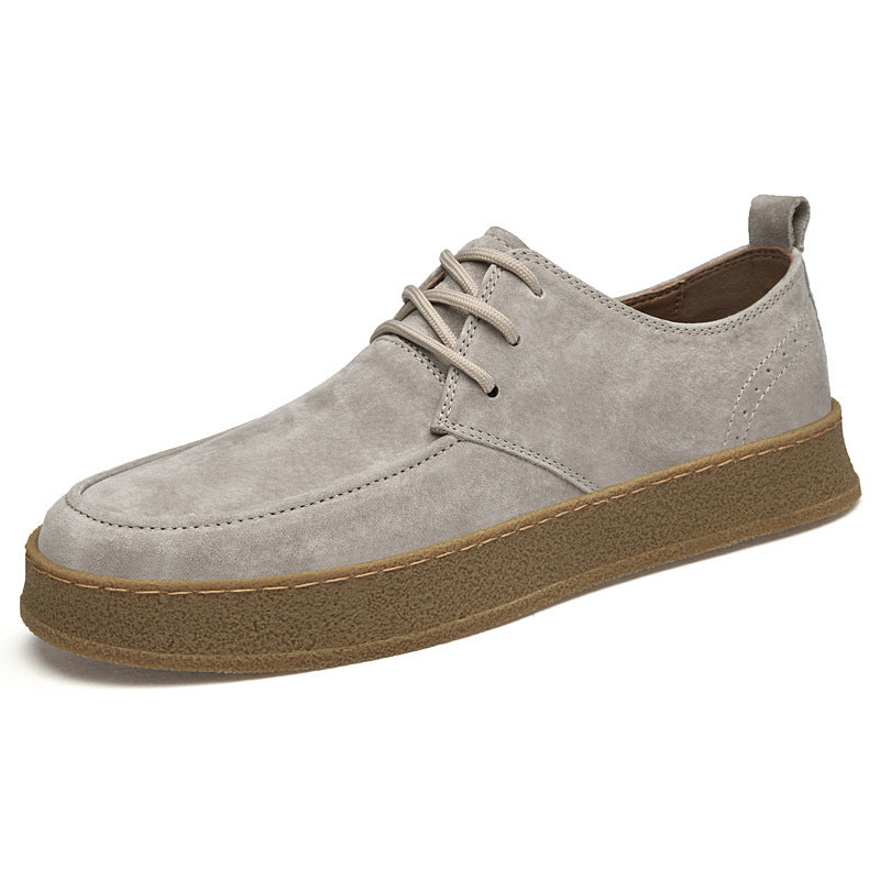 Men’s Casual Smart Flat Shoes – Spring Matte Leather Lace-Up Sneakers