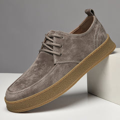 Men’s Casual Smart Flat Shoes – Spring Matte Leather Lace-Up Sneakers