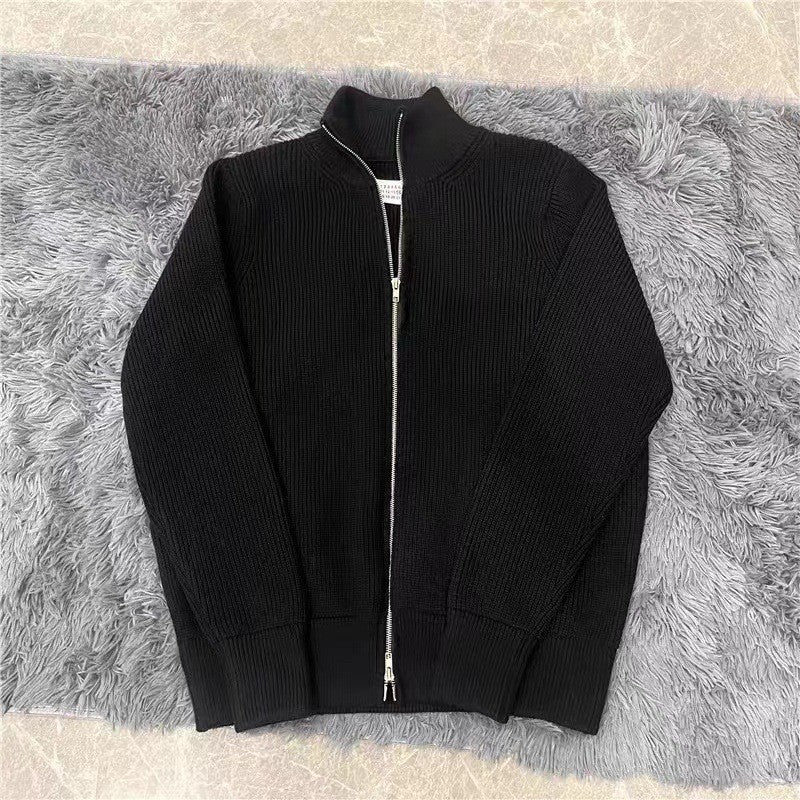 Zip Turtleneck Wool Coat For Men