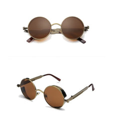 Gothic Steampunk Sunglasses Round Shape Metal Frame For Men