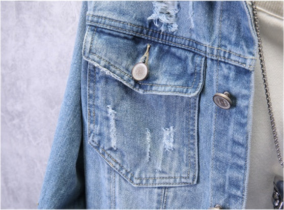 Men's Casual Ripped Denim Jacket