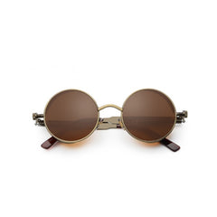 Gothic Steampunk Sunglasses Round Shape Metal Frame For Men
