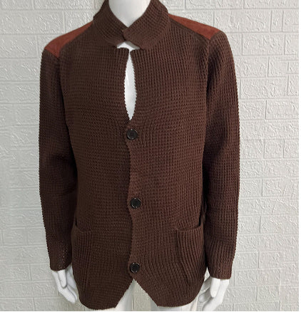 Men's Stand Up Collar Cardigan Knitted Sweater