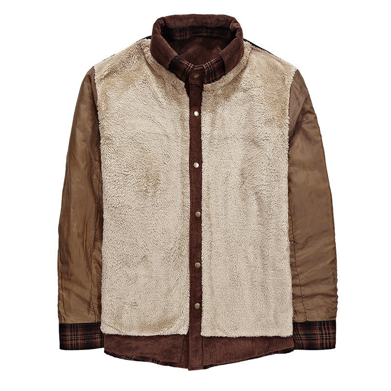 Men's Winter Thicken Warm Fleece Pure Cotton Plaid Jacket