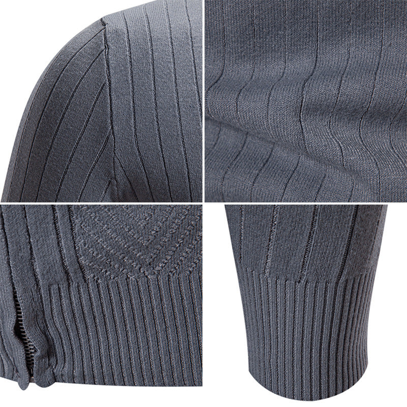 Solid Color Zipper Cardigan Coat For Men