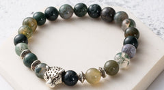 Natural Stone Lava Stone Bead Bracelet For Men Leopard Head  Charm Bracelet Handmade Jewelry