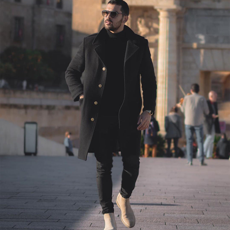 Men's Mid-length Casual Coat Korean Style Loose Windbreaker