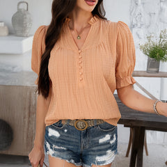 Temperament Leisure Commute Style Horn Half Sleeve Shirt