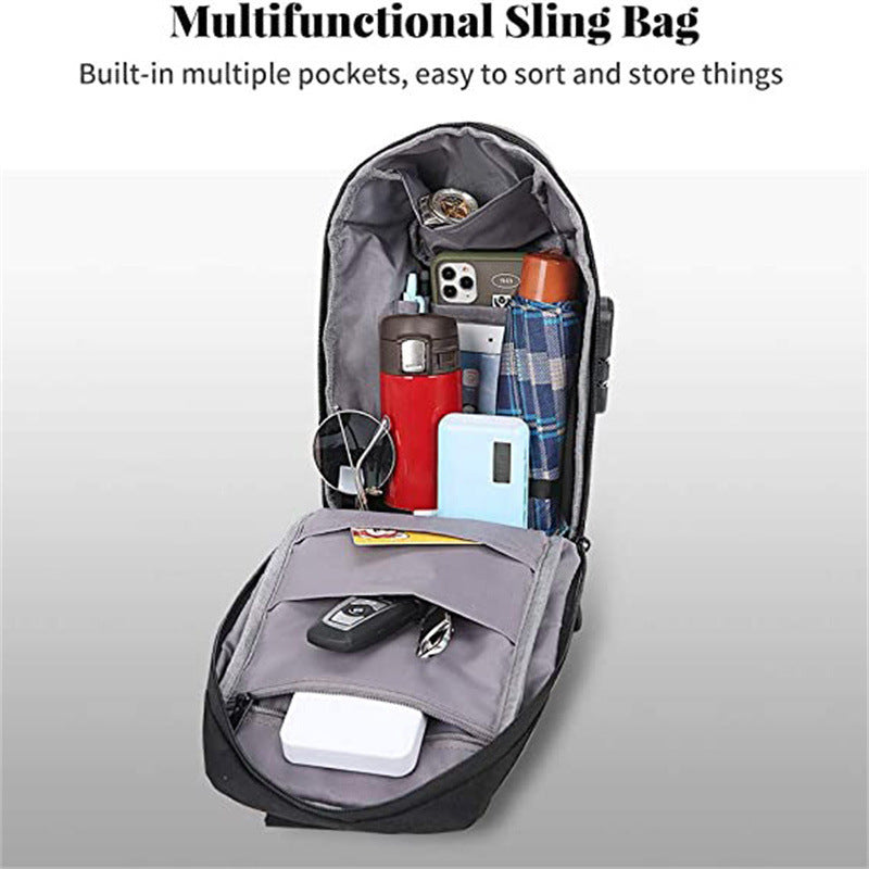 Anti Theft Sling Bag, Waterproof Men's Chest Bag Shoulder Bags Crossbody Sling Backpack